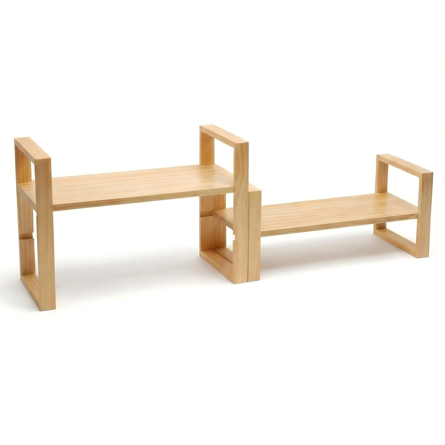 Desk Shelf, 100% Solid Wood Adjustable Desktop Bookshelf, No Tools or Nails Required Retro Tabletop Bookshelf, 130lb Load Capacity for Living Room, Office, for Books, Cookbooks,Nature Pine Color
