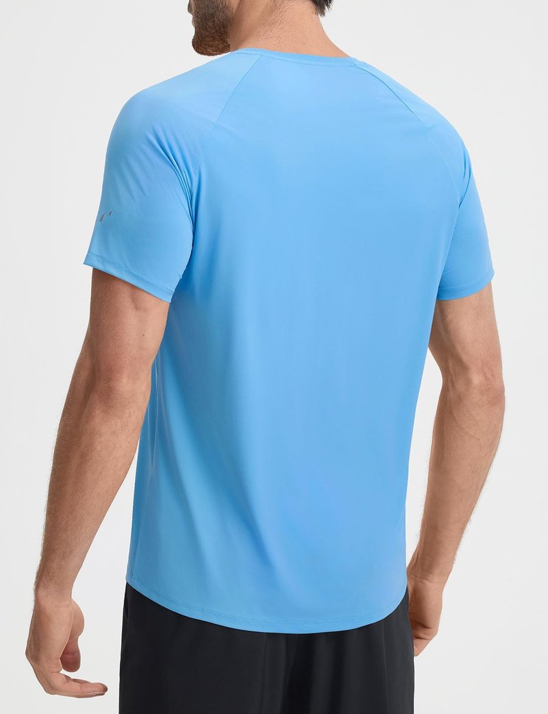 baleaf Ice Cooling Running Shirts for Men Short Sleeve Athletic Workout T-Shirts UPF 50+ Sun Protection Quick Dry Moisture Wicking Tee Blue L