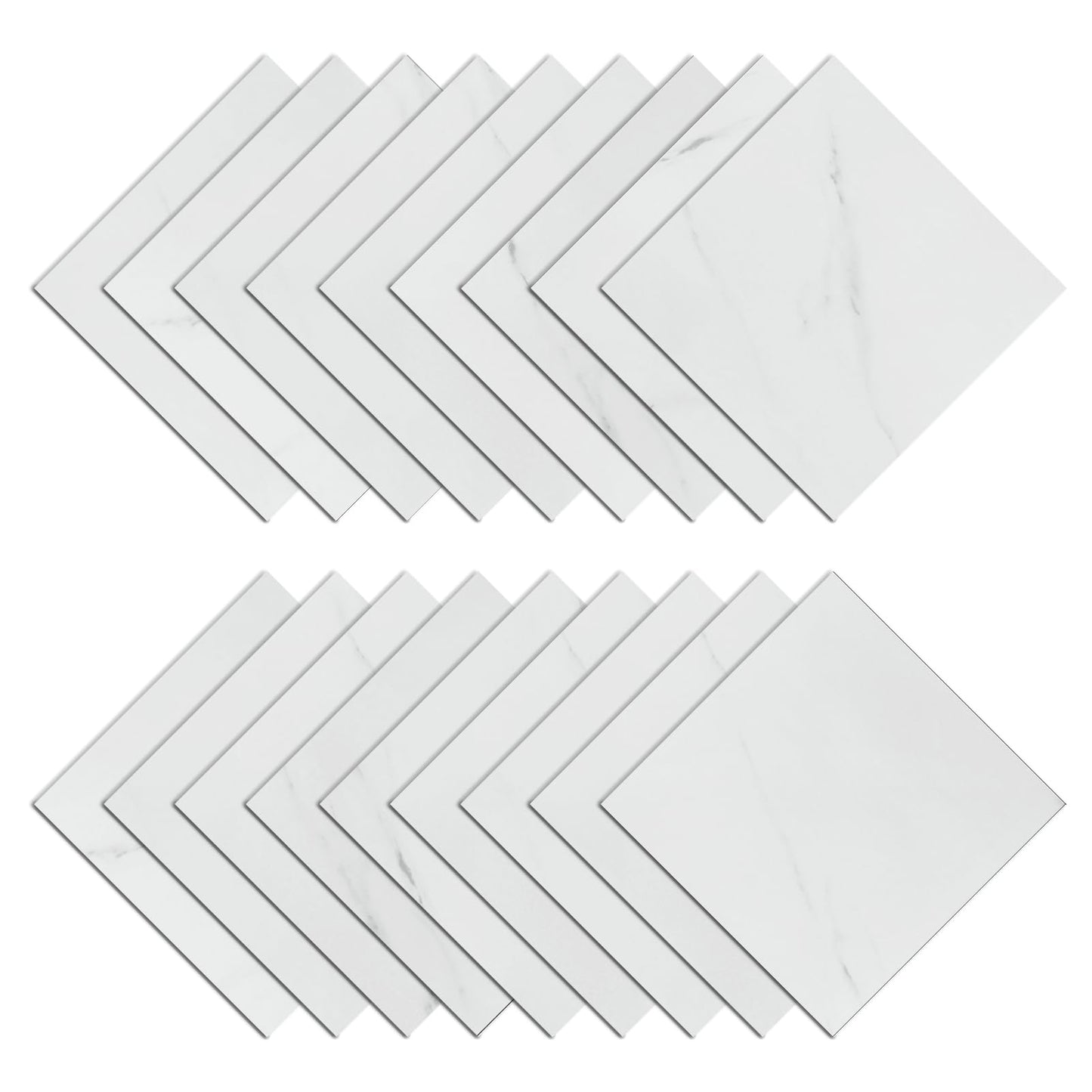 Wallercity 18PCS Glossy Marble White Peel and Stick Floor Tile Self Adhesive Bathroom Waterproof Stick on Floor Tile 12x12 Inch Sticky Tiles for Bedroom Living Room Kitchen Linoleum Flooring Sheets