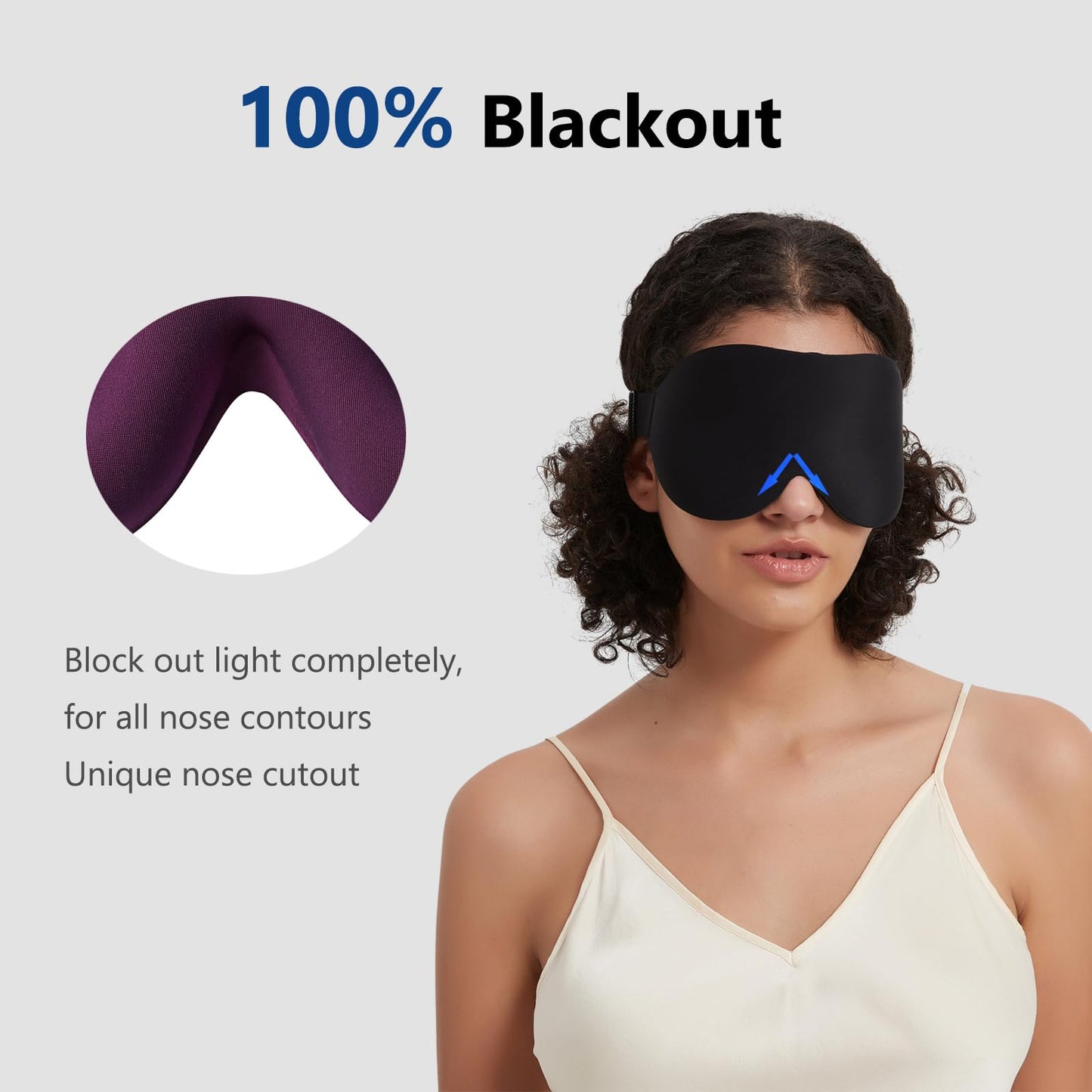 Alaska Bear Sleep Mask for Side Sleepers 2022 Headband Design, Cup-Shaped and Extra-Soft, 100 Blackout Eye Mask Shades Cover for Men and Women Home or Travel, Machine Washable, Black