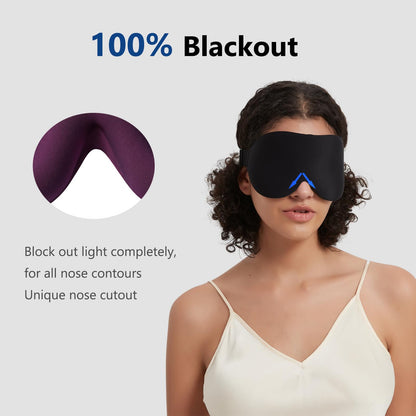 Alaska Bear Sleep Mask for Side Sleepers 2022 Headband Design, Cup-Shaped and Extra-Soft, 100 Blackout Eye Mask Shades Cover for Men and Women Home or Travel, Machine Washable, Black