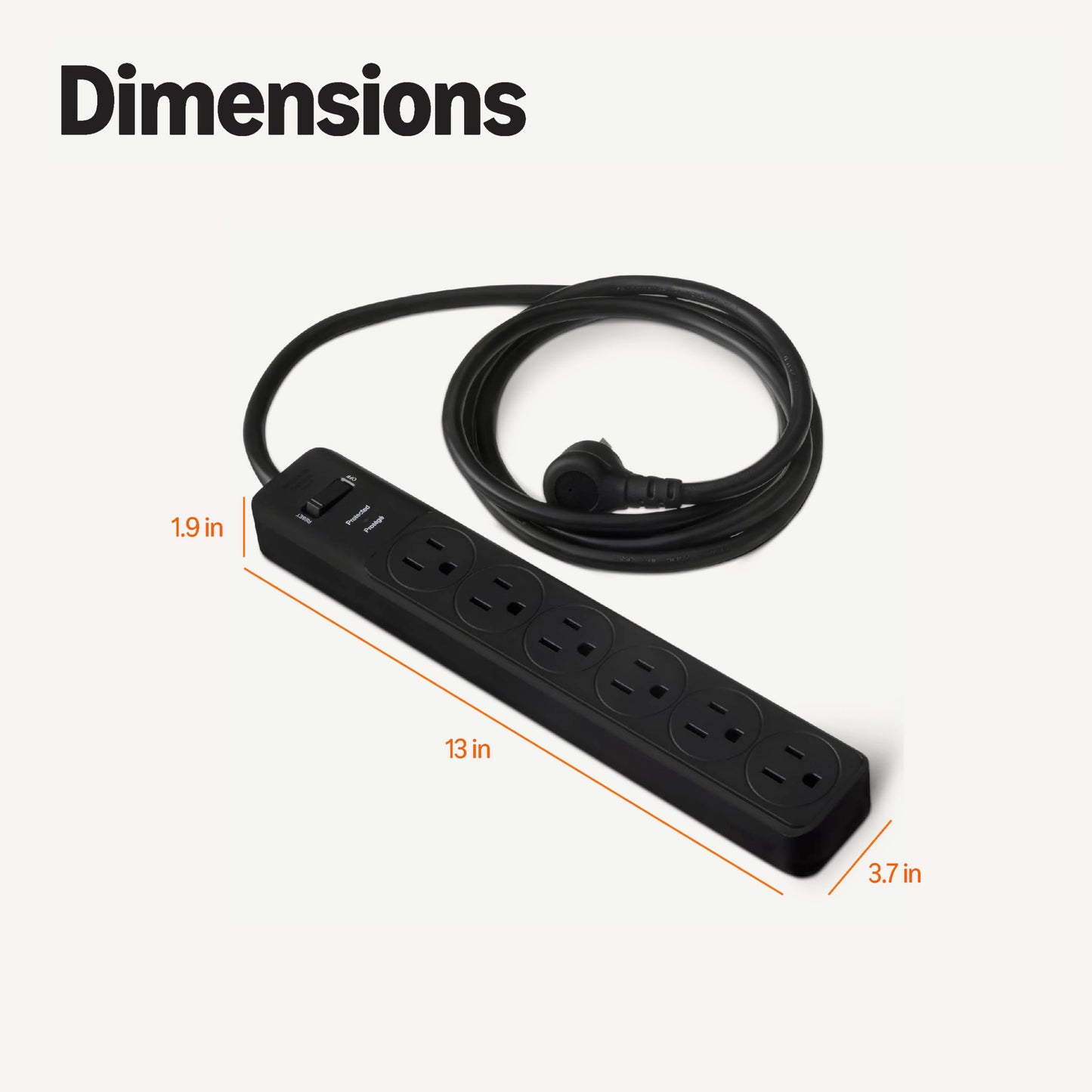 Amazon Basics Surge Protector Power Strip, 6-Outlet, 790 Joules, 6ft Extension Cord, Black, LED Indicator