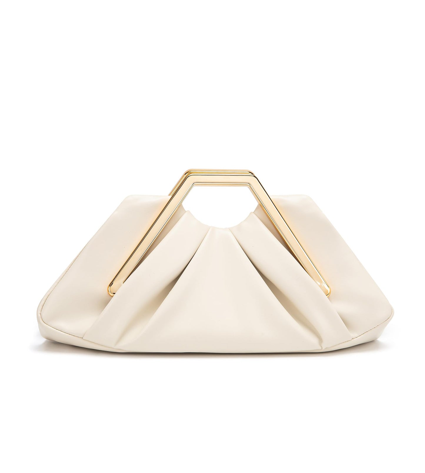 myfriday Women's Elegant Ruched Clutch Purse, Soft Dumpling Evening Purse Handbags for Wedding Prom Party Formal Events (Beige)
