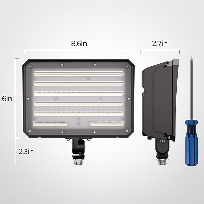 CINOTON 100W LED Flood Lights Outdoor, 15000LM IP65 Waterproof Security Wall Pack Lighting Fixture with 180° Knuckle for Court Porch Patio Garage 5000K Daylight AC100-277V 1 Pack