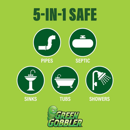 Green Gobbler Ultra Concentrated Drain Clog Remover & Cleaner | Powerful Hair, Grease & Soap Dissolver for Bathroom, Kitchen, Shower, Sink & Toilet | Safe for Pipes & Septic Systems | 2 Pack