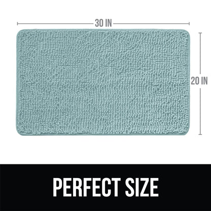 KANGAROO Bathroom Rugs, Chenille Soft Absorbent Bath Rug, Shaggy Shower Mat, Quick Dry Machine Wash Bathmat, Plush Carpet Mats for Tub, Bathtub and Room Home Decor Accessories, 30x20, Seafoam
