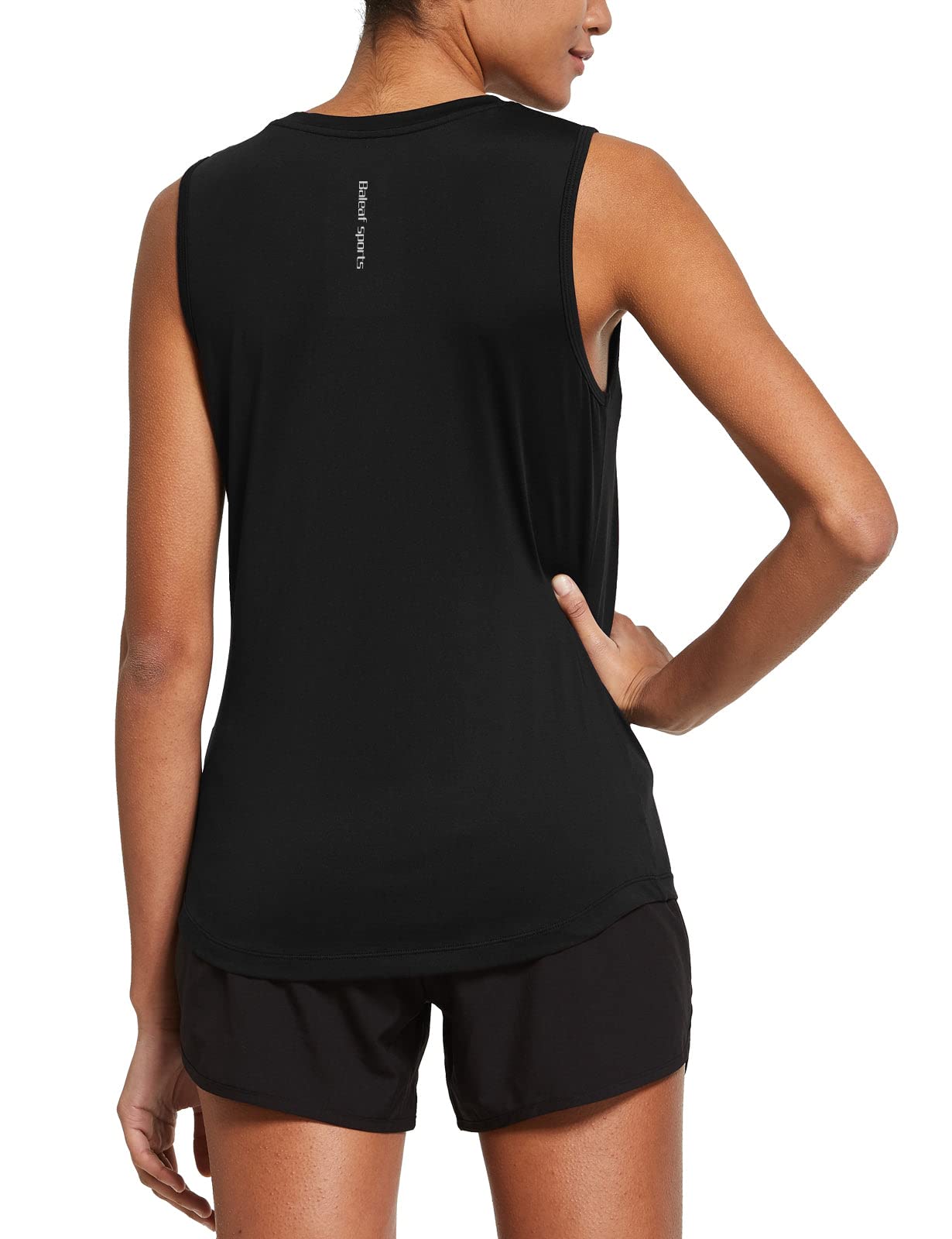 baleaf Workout Tank Tops for Women Sleeveless Running Shirts Activewear Gym Yoga Tops Black Size L