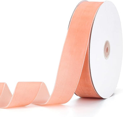 Peach Velvet Ribbon 1-1/2" x 20Yd,Great for Gift Wrapping,Hair Bows Making, Wreaths,Wedding and Christmas Party Decoration(Peach 1-1/2")