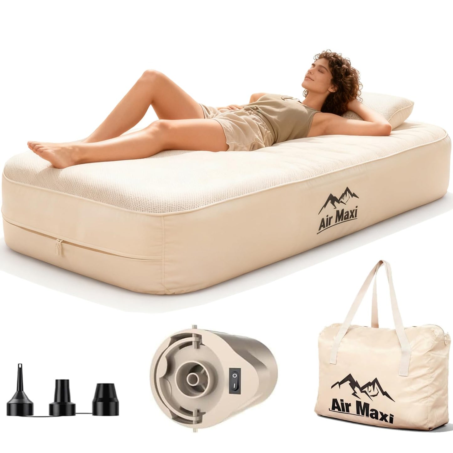 RGA Air Mattress, Blowup Mattress with Built in Pump, 13.78" Height Double Sleeping Pad Camping, Fast & Easy Inflation/Deflation Inflables Air Bed Guest Bed Ideal for Travel, Outdoor, Home