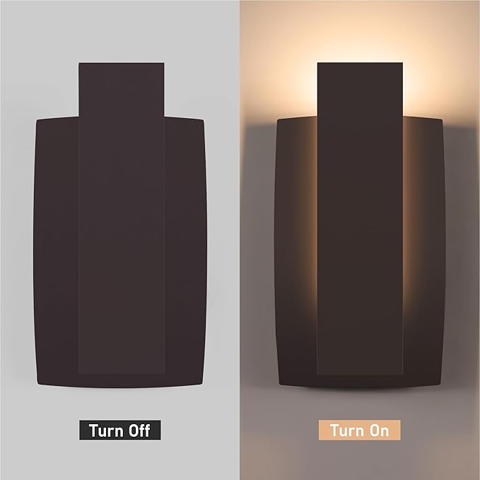 LamQee Modern Outdoor Wall Lights for House LED Integrated, Aluminum Outdoor Porch Light Fixture Wall Mount, 3000K 10W Exterior Wall Sconce Lighting Patio Front Door Garage Indoor, Brown