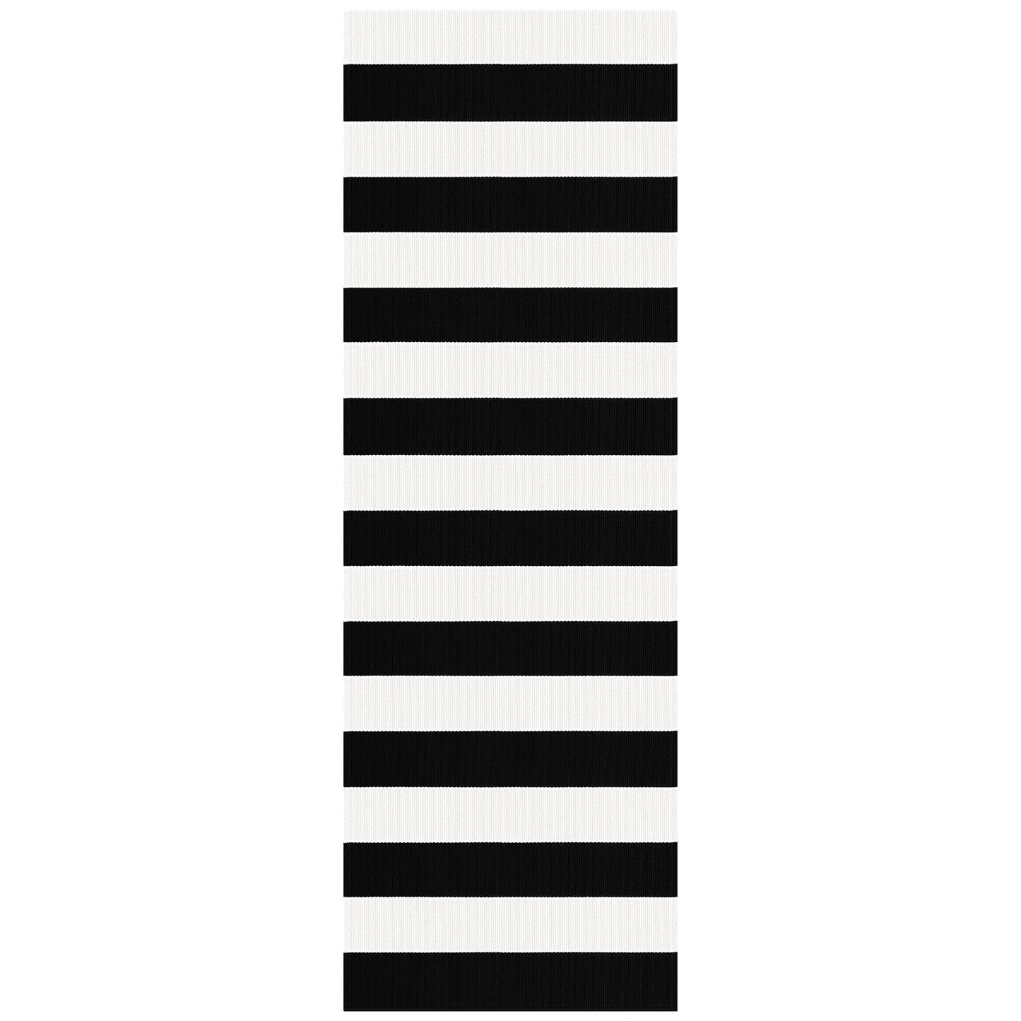 KOZYFLY Black White Striped Runner Rug 2x6 ft Woven Washable Hallway Runner Cotton Farmhouse Kitchen Rug for Entryway Porch Patio Laundry Room