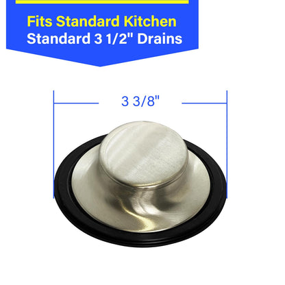 Kitchen Sink Stopper for Garbage Disposal Stainless Steel Sink Drain Plug Cover for InSinkErator Waste King, Whirlpool, and More, Fits Standard Kitchen Sink Size of 3 1/2 Inch Brushed