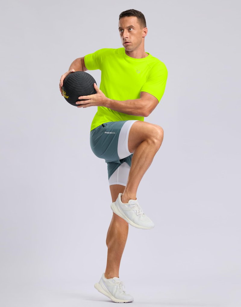G Gradual Men's Athletic Workout T-Shirts Moisture Wicking Cooling Running Shirts Short Sleeve Performance Tee for Gym Tennis(Fluorescent Green,XXL)