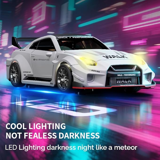 1/43 Scale RC Drift Car 2.4G Full Proportional 4WD Remote Control Car with Gyro Adjustable Speed &amp LED Lights Alloy RC Vehicle for Adult