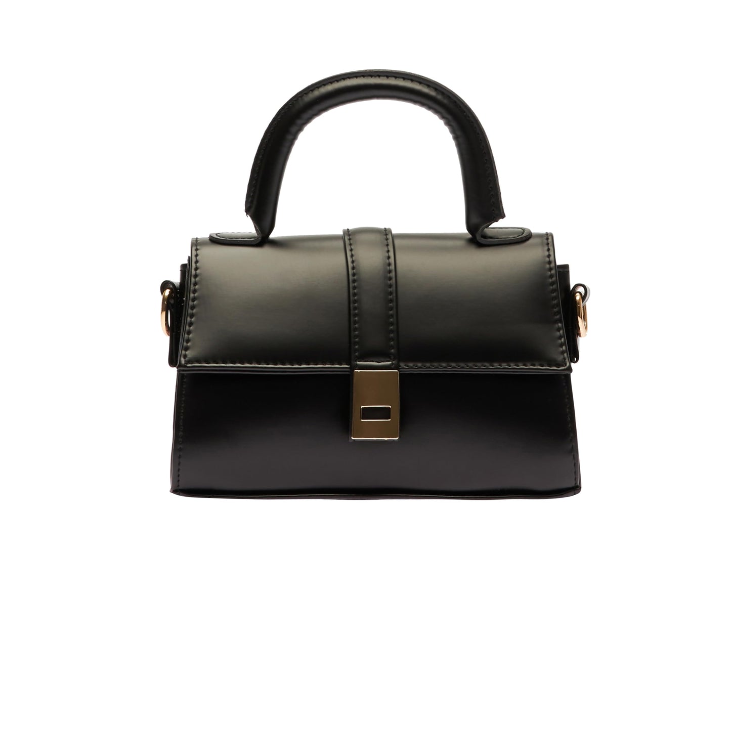 MOON CANTA Mini Crossbody Bag for Women – Small Faux Leather Shoulder Purse with Gold Lock, Elegant Design for Daily Use & Parties (Black)