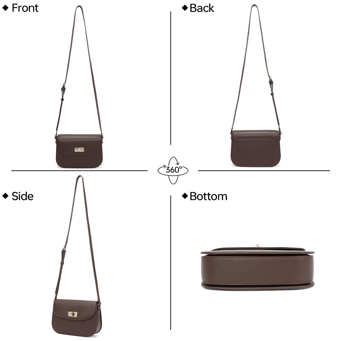 Goinsound Small Shoulder Bag for Women Vegan Leather Crossbody Bag Trendy Clutch Purse With Long Adjustable Strap, Coffee