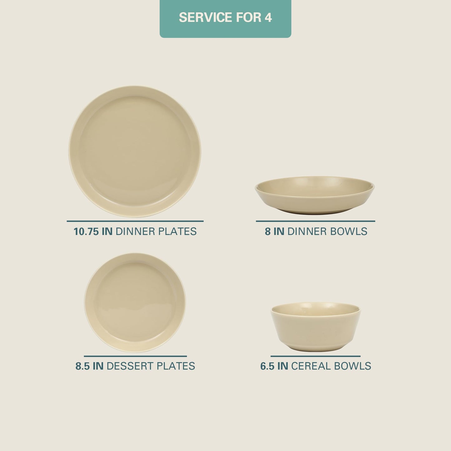 Gibson Home Summer Shades 16 Piece Plates and Bowls Dishes Service for 4 Porcelain Dinnerware Set - White