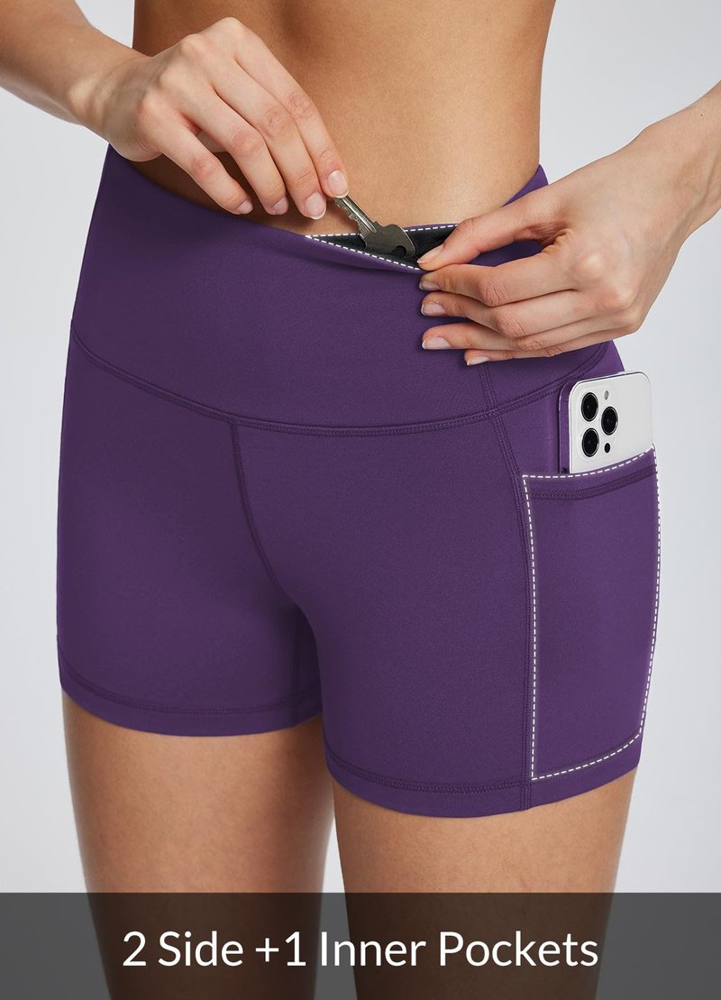 baleaf Gym Shorts Women 3" Biker Workout Yoga Spandex Running Volleyball Tummy Control Compression with Pockets Green XL