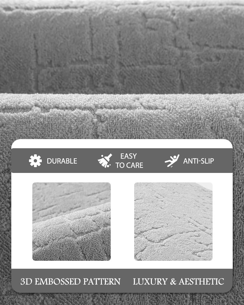 AMOAMI-Bath Mat-Absorbent Quick Dry Bathroom Floor Mats-Washable Rubber Backing Bath Mats for Bathroom Rugs Fit Under Door-Bath Rug for in Front of Sink Bathtub Shower Room, Grey 17''x24''