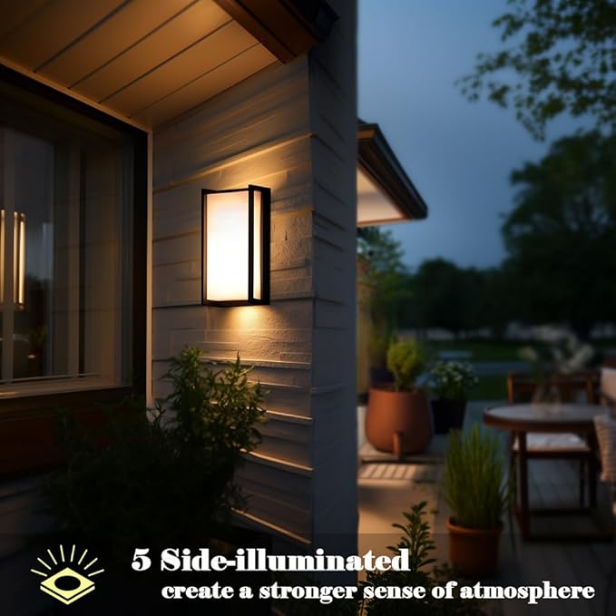 Modern Outdoor Light Fixtures, IP65 Waterproof Front Porch Light fixtures, 3-Color Temperature Wall Sconce, 18W Outdoor Wall Lights for House Front Door Garage Walkway Backyard Garden