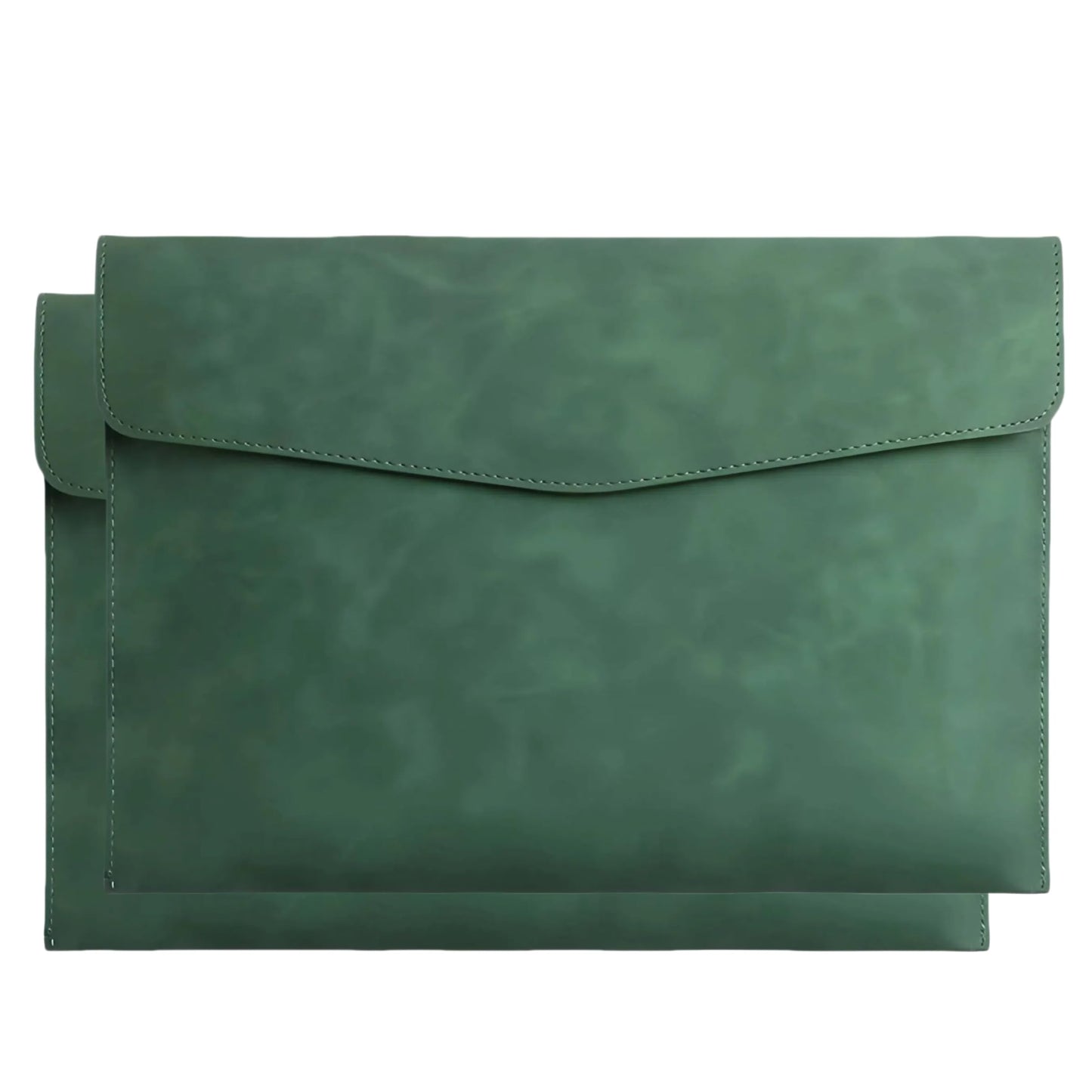 HannaFires 2PCS Dark Green Faux Leather Laptop Sleeve – Portable Document Organizer Folder for Laptop, A4 Papers, Files, Business Documents, Travel & Office Use