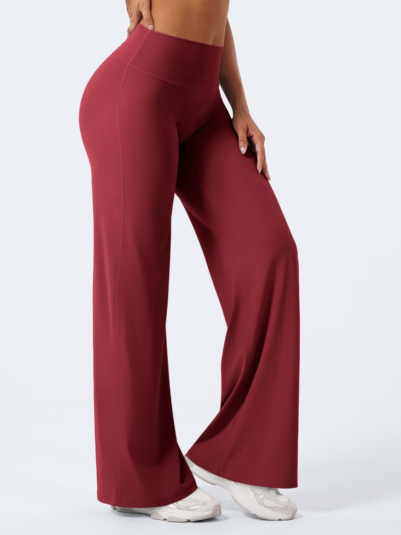 YEOREO Workout Leggings Womens No Front Seam Straight Leggings 31.5" High Waist Buttery Eddiy Gym Yoga Pants Ancora Red S