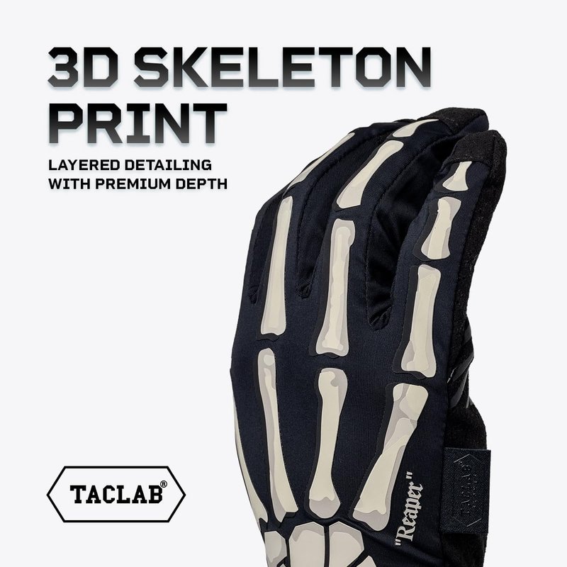 TACLAB Reaper Skeleton Gloves - Thin and Lightweight for Summer, Airsoft, Paintball, Cycling, Motorcycle, Multipurpose (Dark, L)