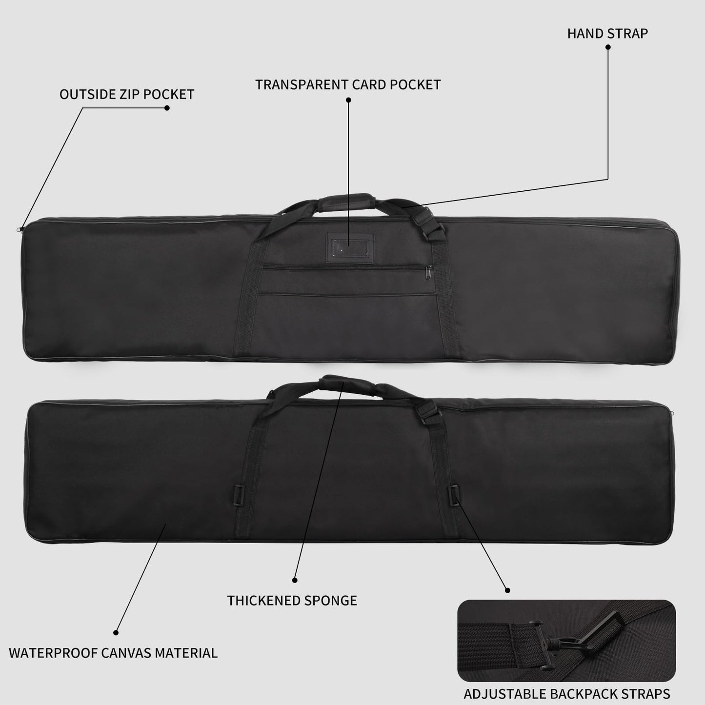 SPG Archery Recurve Bow Case for Longbow and Traditional Bow, 2 Sizes Longbow Bag Full Length Traditional Recurve Bow Cases for Youth and Adults with Pocket to Store Arrow Quiver (59 Inch)