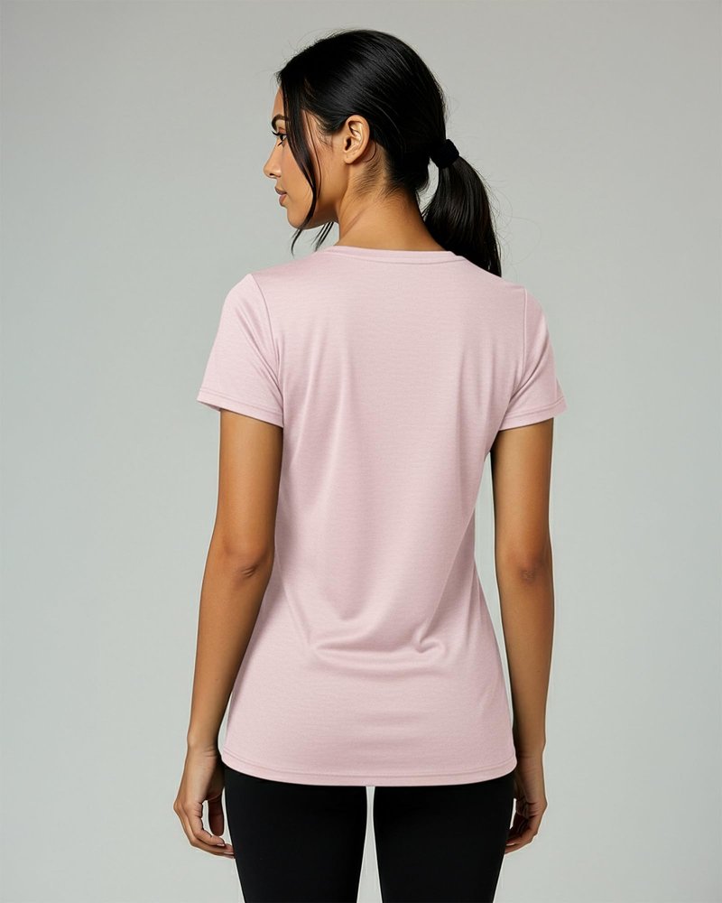 Real Essentials 5 Pack: Women's Dry-Fit Short Sleeve V Neck T Shirt Workout Fitness Yoga Top Tee, Set 14, XS