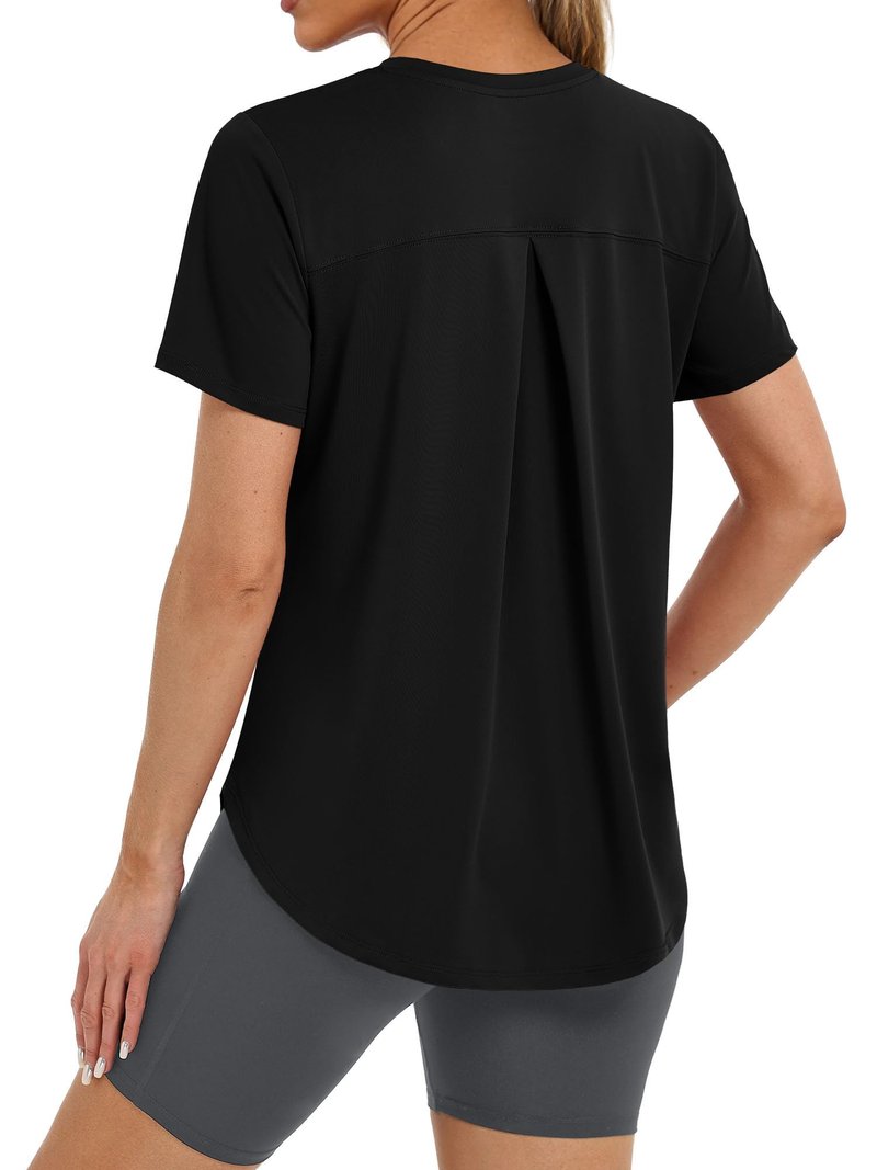 BKRIVE Workout Tops for Women Short Sleeve Sun Protection UPF 50+ Quick Dry Hiking Women's Athletic Shirts Black L