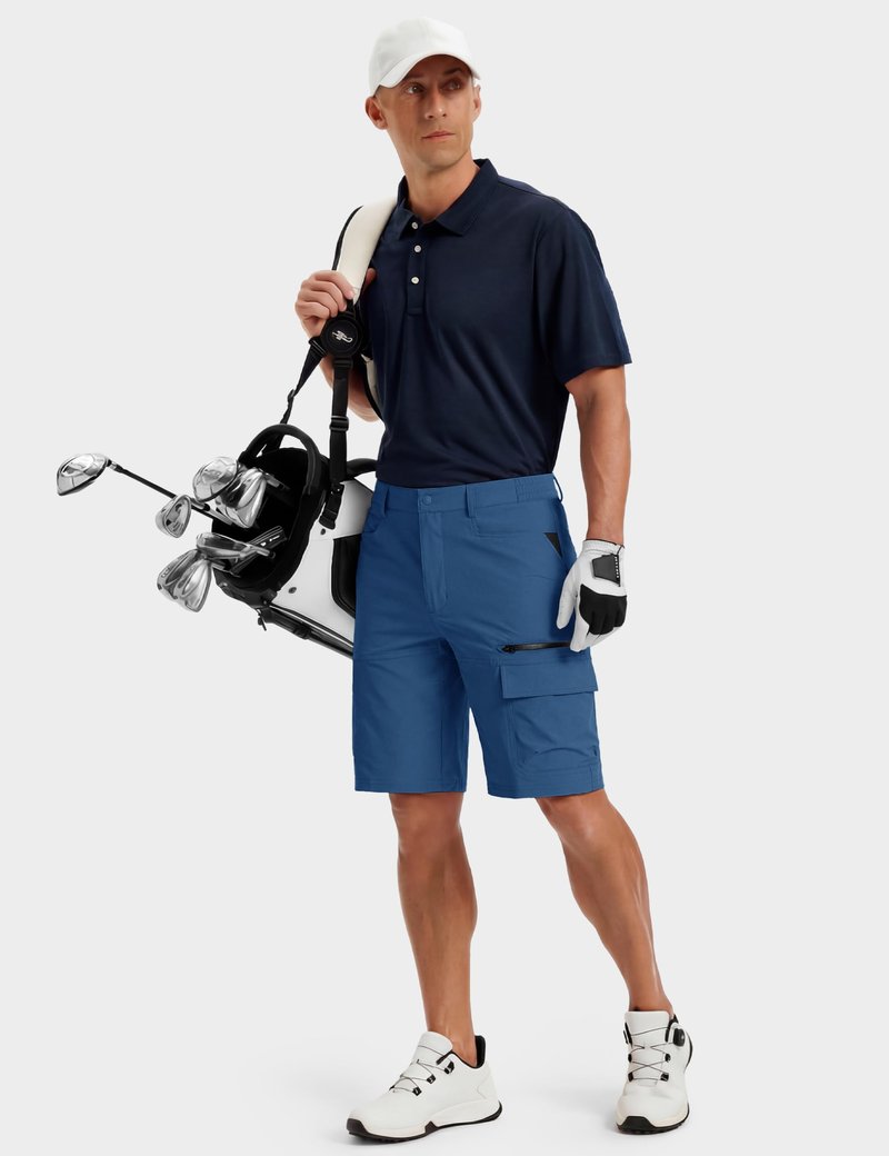 TACVASEN Mens Hiking Cargo Shorts Lightweight Quick Dry Summer Casual Dress Shorts with Zipper Pockets Golf Hiking Work Blue Grey 30