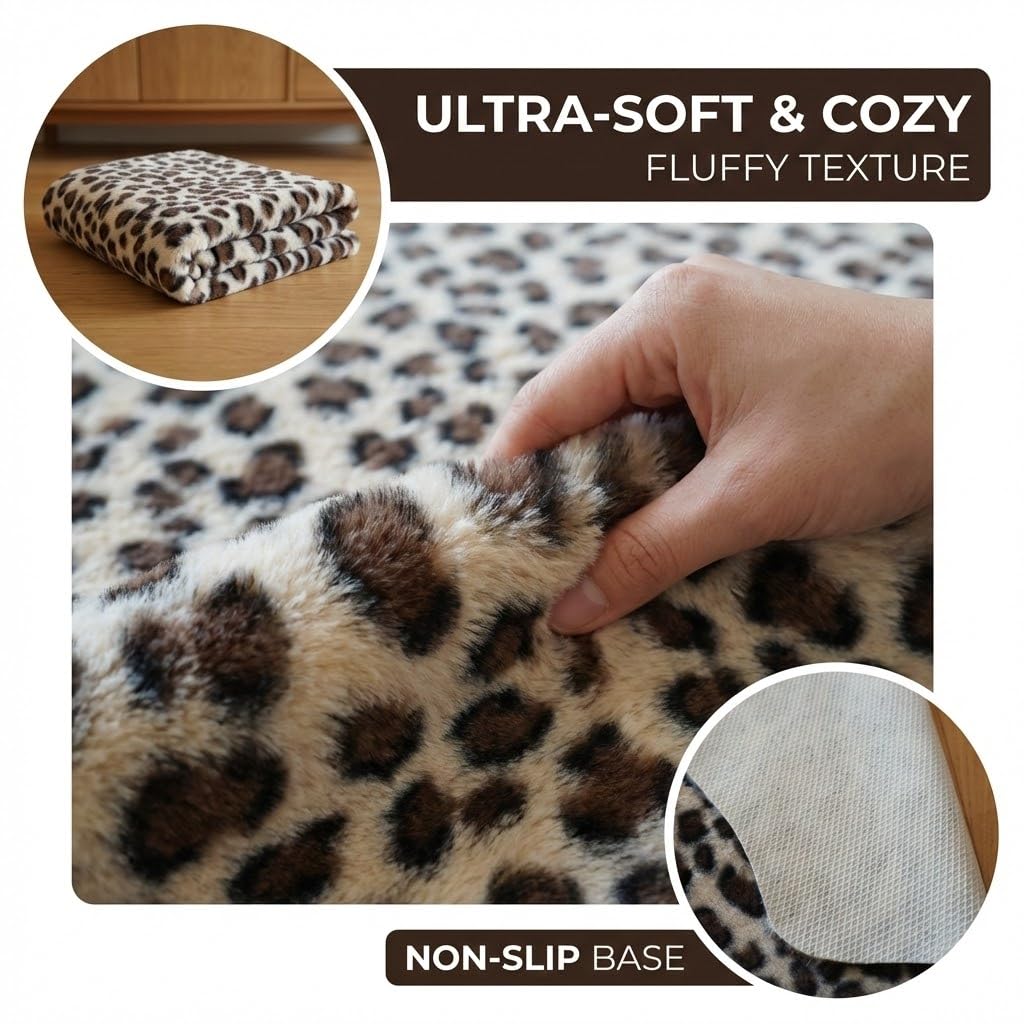 MustMat Faux Leopard Rug - Cheetah Print Rug,Area Rugs Western Decor (White/Brown, 2'7" x 3'11")
