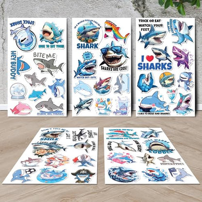 Shark Stickers 50 Pieces Vinyl Waterproof Decal for Laptop Water Bottle Phone Car Window Bike Motorcycle Stakeboard Scrapbook Sharks Sticker Gifts for Kid Teen Adult