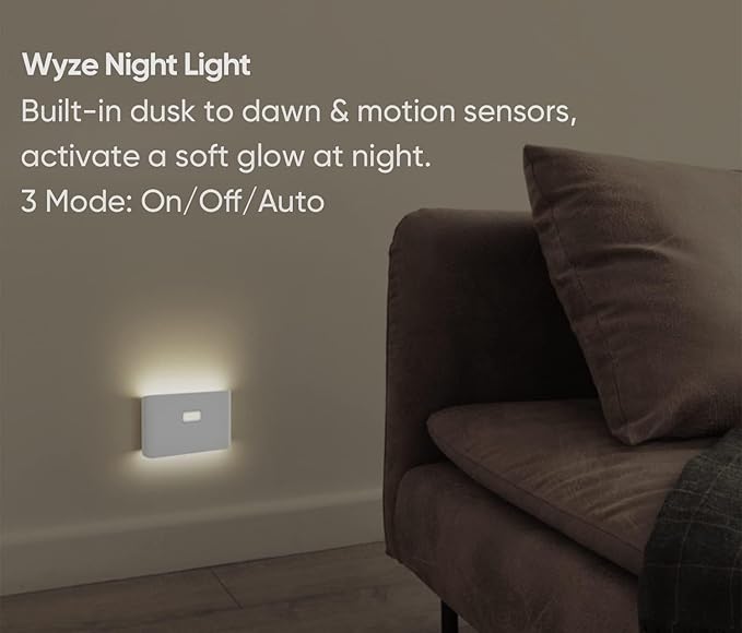 Wyze Lifestyle Rechargeable Night Lights with Dusk to Dawn & Motion Sensors, Warm & Soft White Stair Lights for Bathroom, Hallway, Linkable, Magnetic Mount, 6 Pack