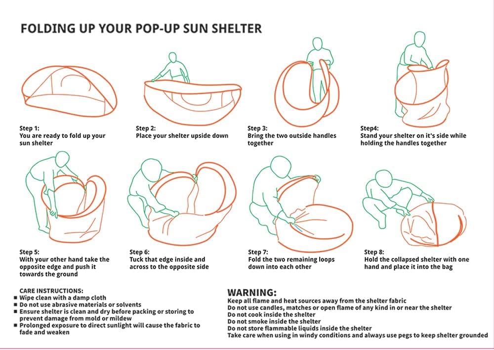 Pop-Up Beach Tent Sun Shade Portable Outdoor Family Shade Tent with Carrying Bag (Shelter Measures: 86" L x 47" W x 39" H)