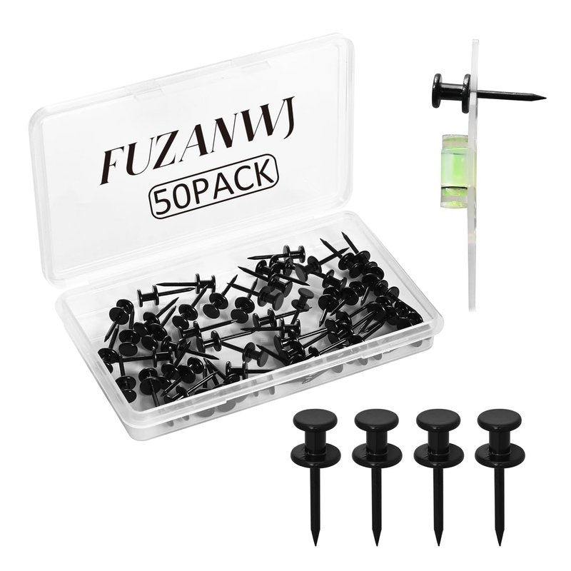 FUZANWJ 50Pcs Double Headed Picture Hanging Nails, Thumb Tacks for Wall Hanging, Picture Hangers, Renter Friendly Decor Picture Hanging Kit for Drywall or Wooden Wall Home Office Photo Decorations