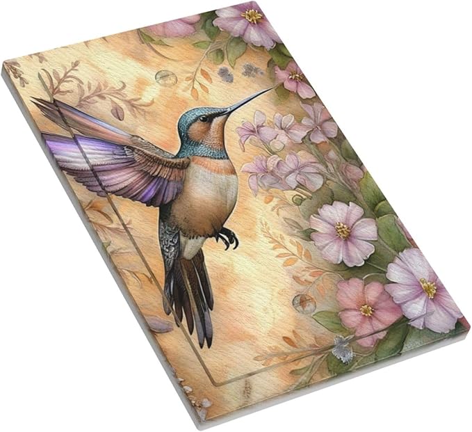 Decorative Art Light Switch Covers Blossom & Hummingbird 1 Gang No Device Blank Switchplate Electrical Faceplate for Home Decor