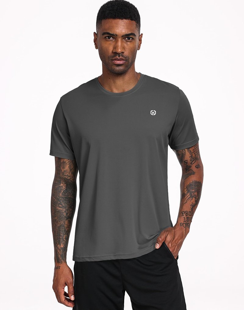 NELEUS Men's 3 Pack Running Shirt Gym Athletic Workout Shirts,5017,Dark Grey/Dark Grey/Dark Grey,XL