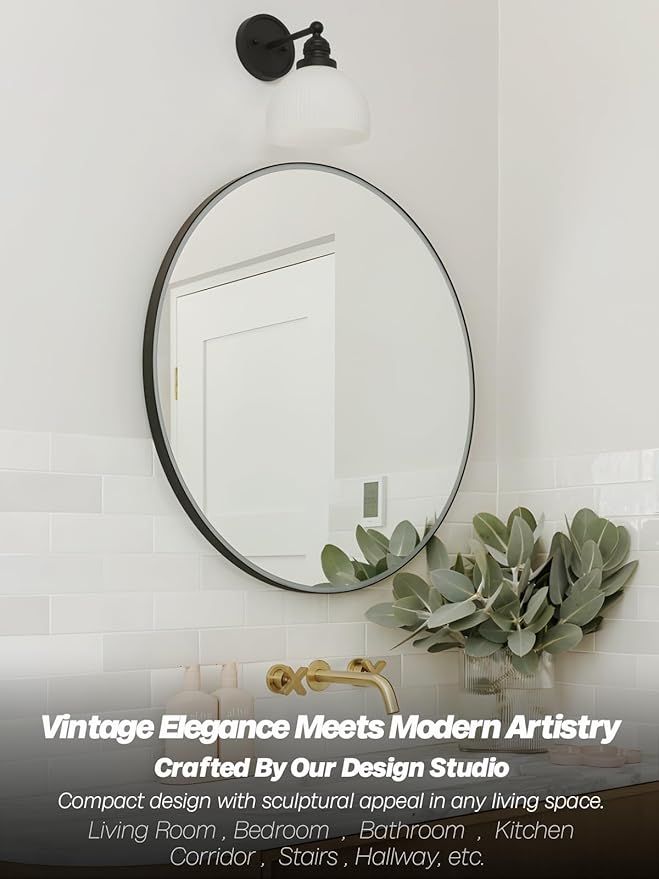 Black Wall Sconce Vintage Bathroom Sconce Light with Frosted Milk Glass Farmhouse Bathroom Vanity Light for Living Room Bedroom Hallway Stairway E26 Hardwire Indoor
