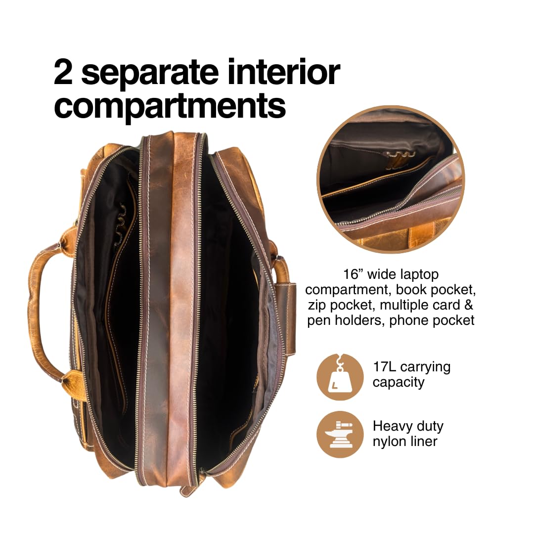 Buffalo Leather Pilot Bag (Antique Brown)