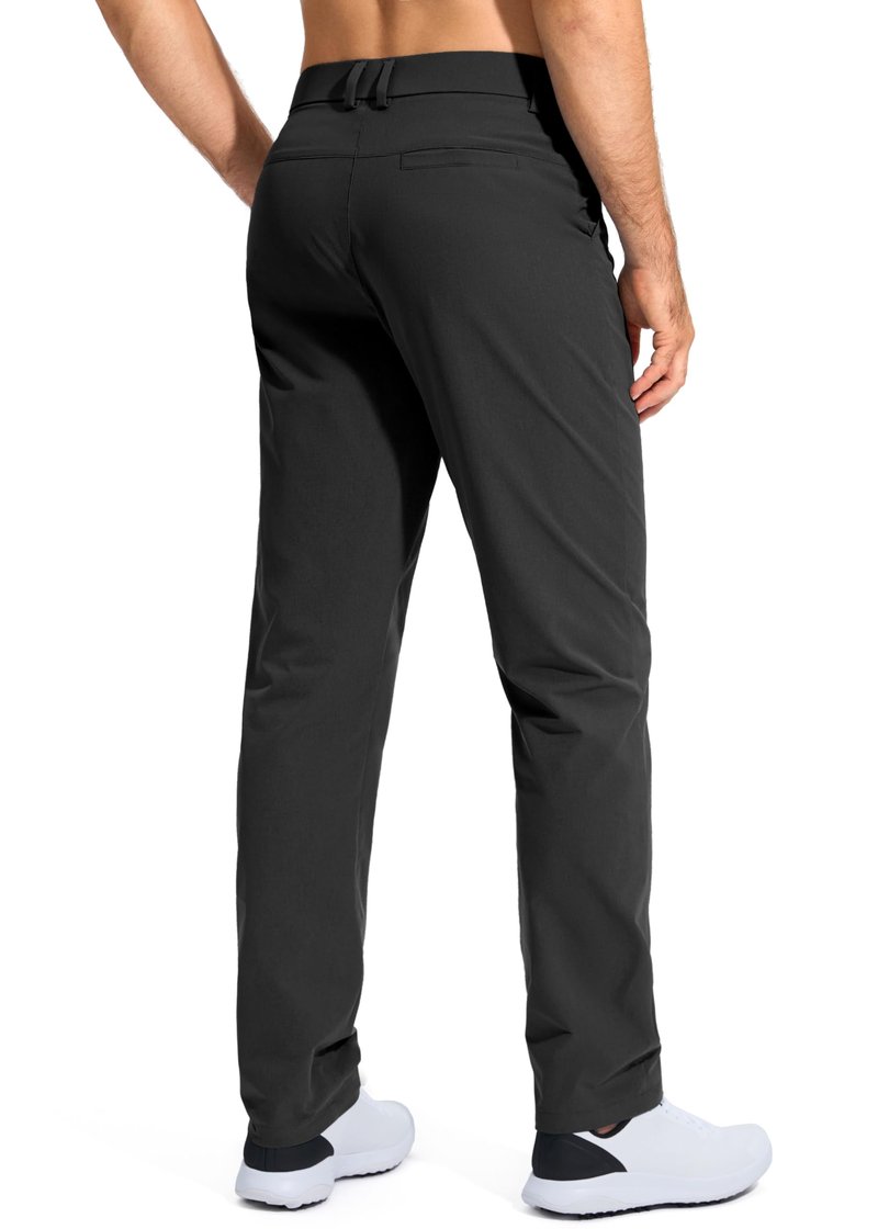 Pudolla Men's Golf Pants Work Dress Comfy Pants Casual Slacks Trousers with Pockets(Black 28Wx34L)