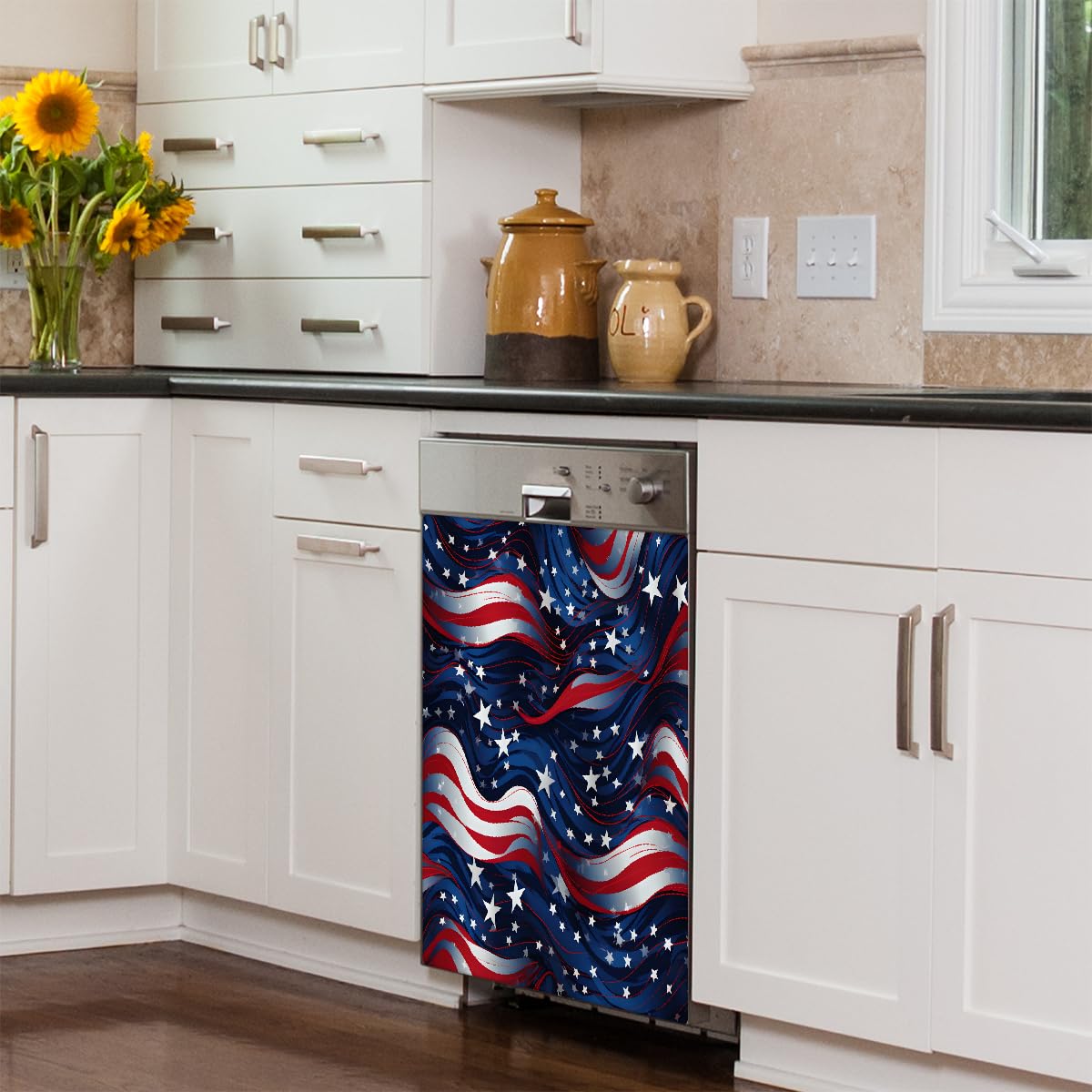 YPPAHHHH Dishwasher Magnet Cover 4th Of July American Independence Day Decorative Magnetic Dishwasher Door Cover Panel for Kitchen Home Decor Refrigerator Decals Washing Machine stickers 23"x26"