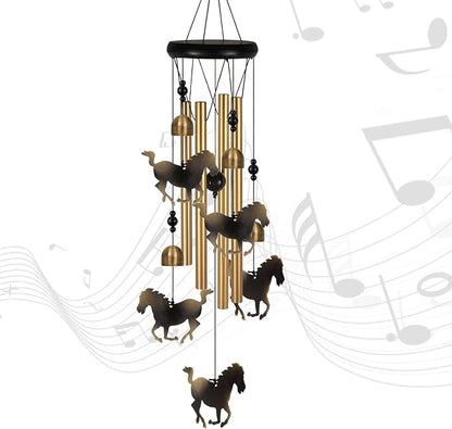 Bronze Horses Wind Chimes Decor, Portable Mobile Wind Catcher, Sympathy Wind Bells, Memorial Gifts for Mom, Housewarming, Blessing Windchime(Outside/Indoor/Home/Room/Porch/Tree/Yard/Garden Decorate)