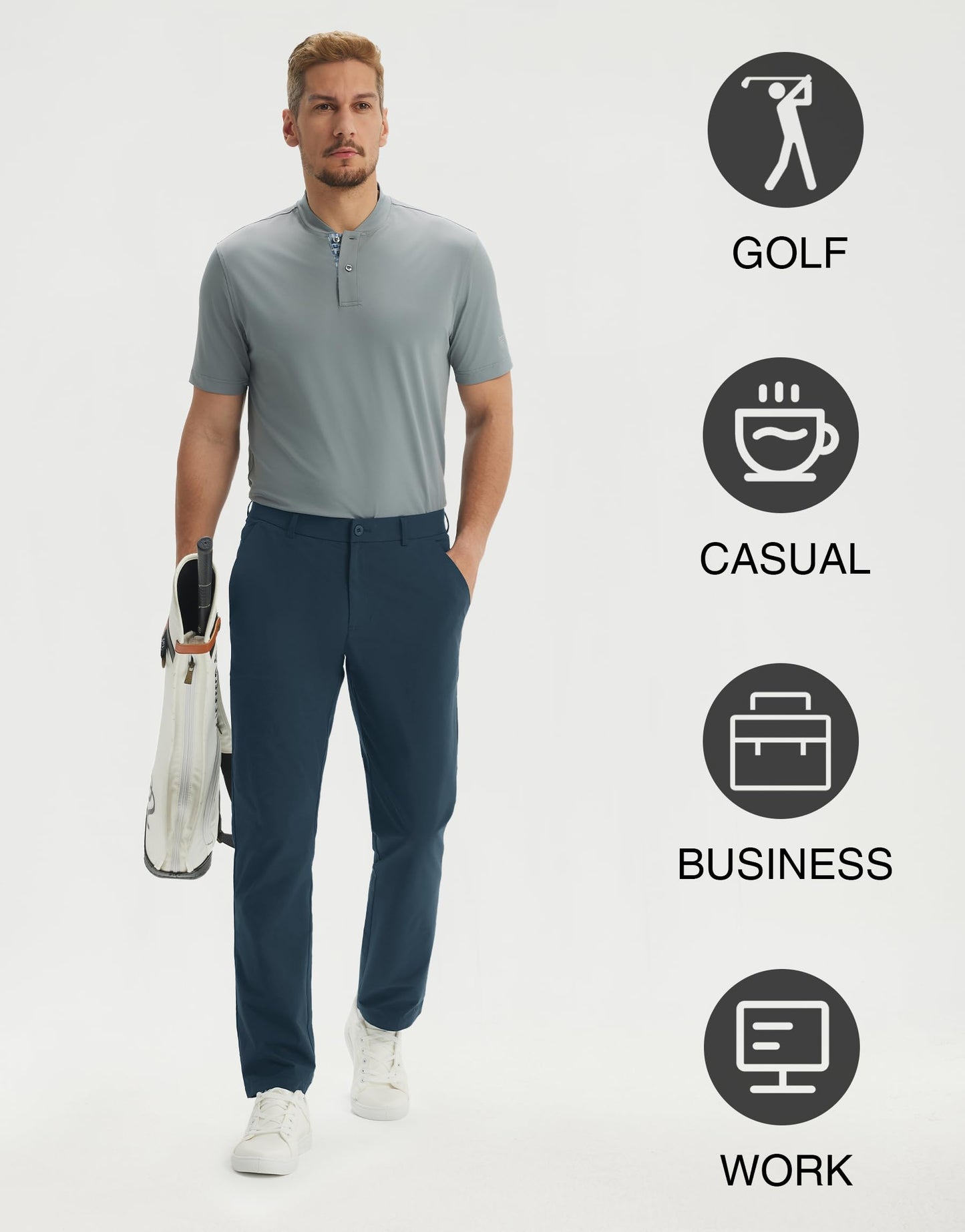 M MAELREG Men's Stretch Golf Pants 30"/32"/34" Inseam Lightweight Work Dress Pants Quick Dry Casual with Pockets Navy