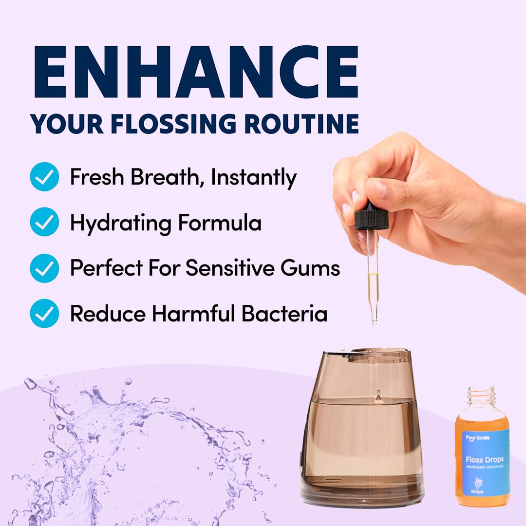 Concentrated Floss Drop Serum – 2oz Concentrated Mouth Wash to Use in Water Flosser | Natural Essentials Promotes Good Breath | Organic Spearmint Drop Supports Good Oral Health