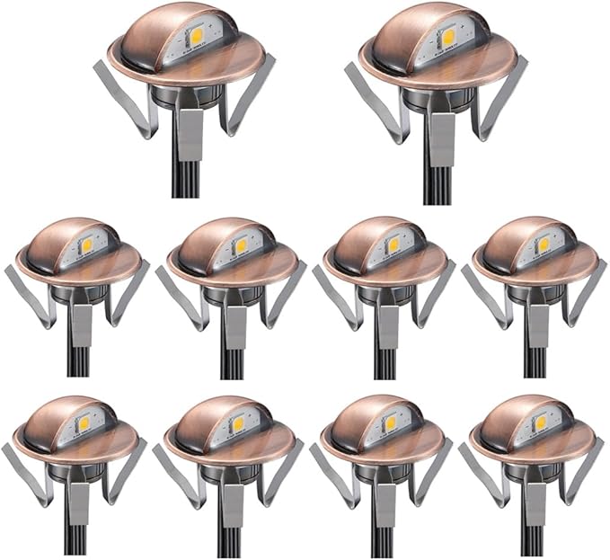 FVTLED Low Voltage LED Deck Lights kit Φ1.38 Outdoor Garden Yard Decoration Lamp Recessed Landscape Pathway Step Stair Warm White LED Lighting, Bronze