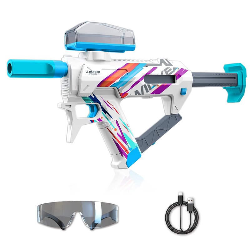 Electric Crystal Splatter, Automatic Splatter Ball Blaster with Adjustable Shooting Power,400 Round Hopper with Rechargeable Battery,Outside Activities Toys for Teens Age 14 & Up - White