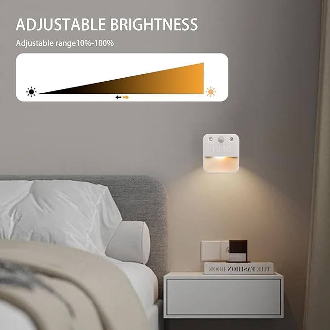 SX.man&sog Motion Sensor Light Indoor,3 Colors Temp Adjustable Motion Light Indoor with Time Display Ideal Night Lights for Bedroom,Kitchen or Bathroom (1 Pack)