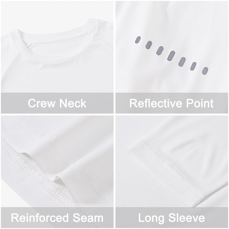 Men's Long Sleeve Rash Guard Swim Shirts UPF 50+ Sun Protection Dry Fit T-Shirt Athletic Tops for Running Hiking Fishing White XL