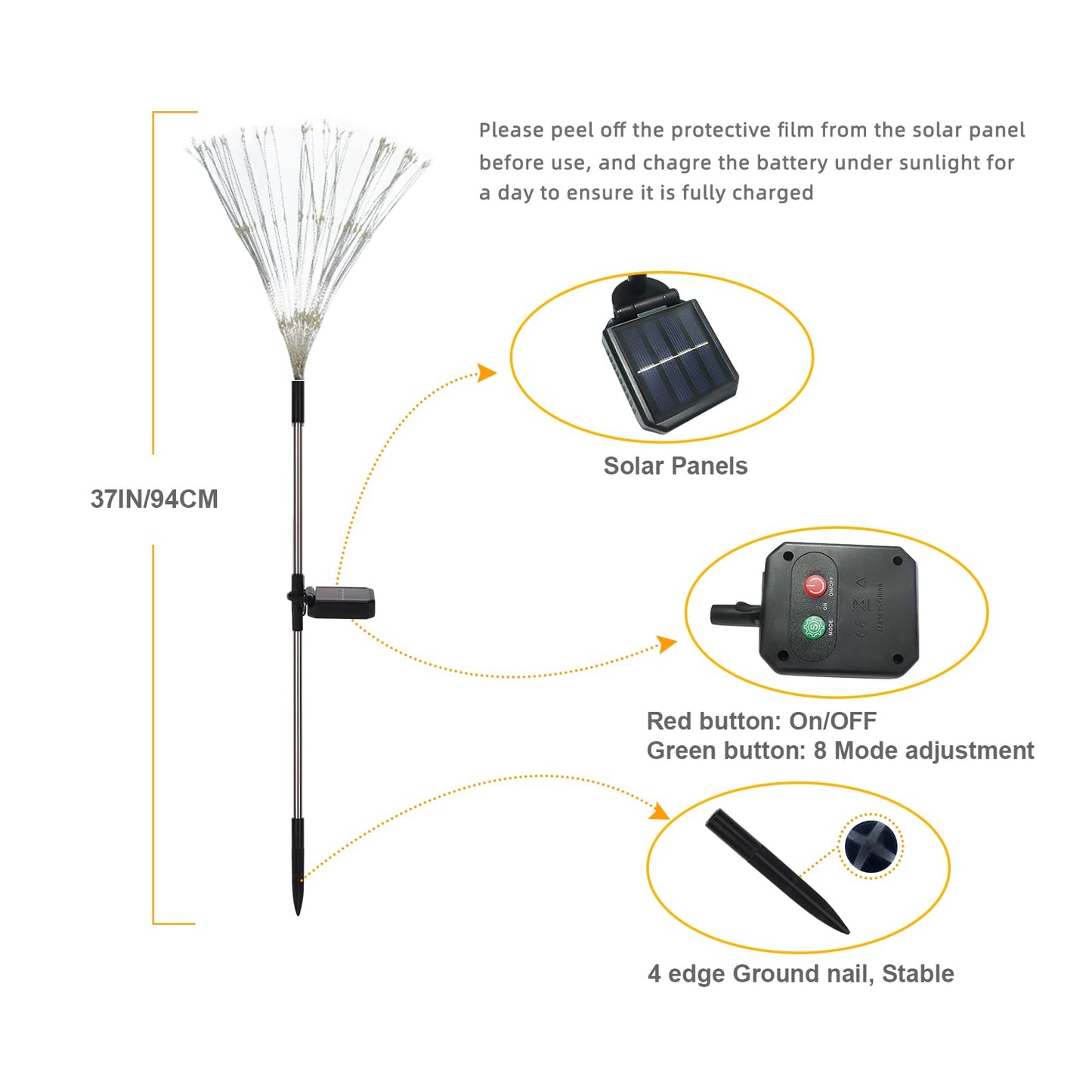 Galavasen Solar Fireworks Lights for Outside, 150 LED Firework Solar Lights Outdoor Waterproof,Garden Fairy Twinkling Tree Stake for Yard Patio Pathway Wedding Christmas Diwali Decor 2 Pack Warm White